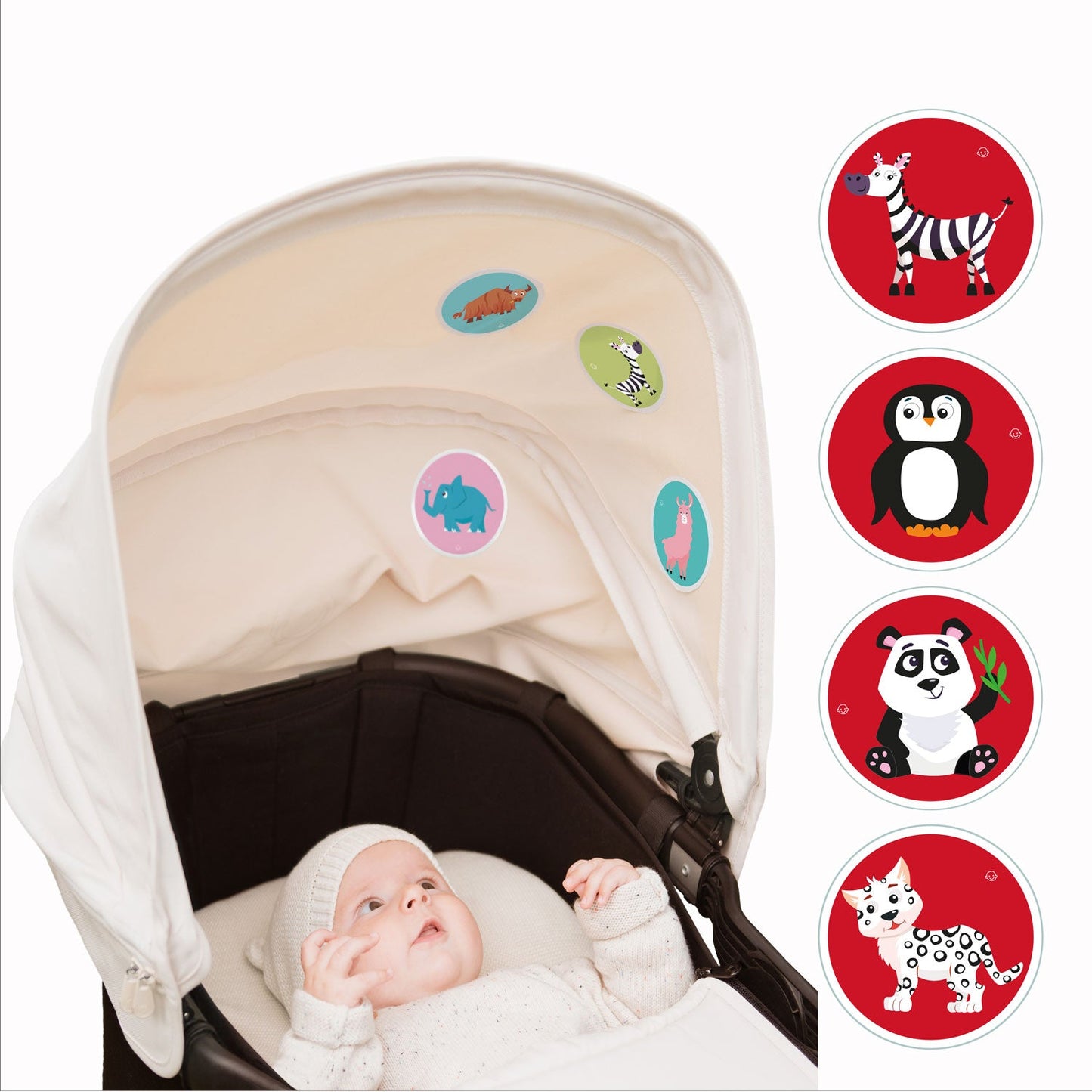 Kontrast - Babys Lieblingsfarben. Textilaufkleber Set aus hochwertiger Acetatseide