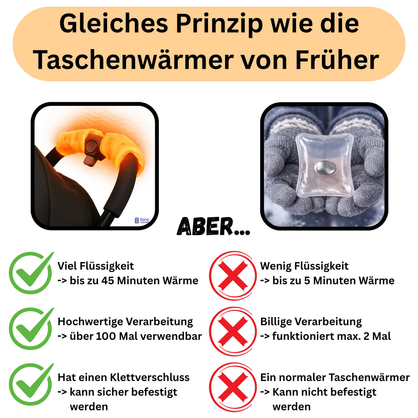 Griffheizung FingerHEAT™ für den Kinderwagen, 2 Stück, Muff Kombination möglich, Kinderwagen Handwärmer