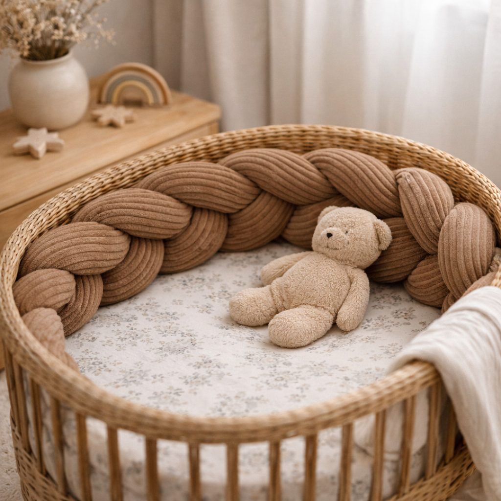 Bettschlange Baby geflochten Cord – Bettzopf & Bettumrandung fürs Babybett