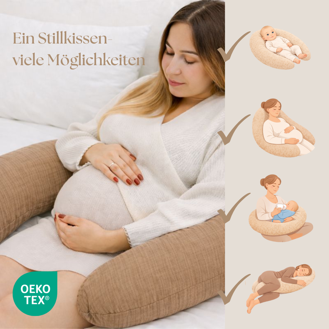 Stillkissen & Schwangerschaftskissen Musselin XXL - ergonomisch & vielseitig