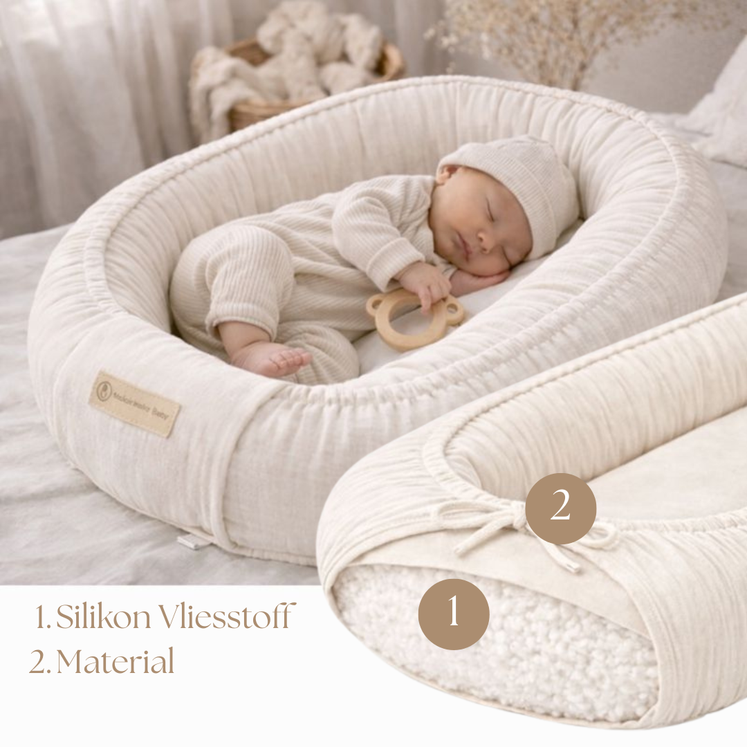 Babynestchen Musselin – Weicher mitwachsender Baby Kokon