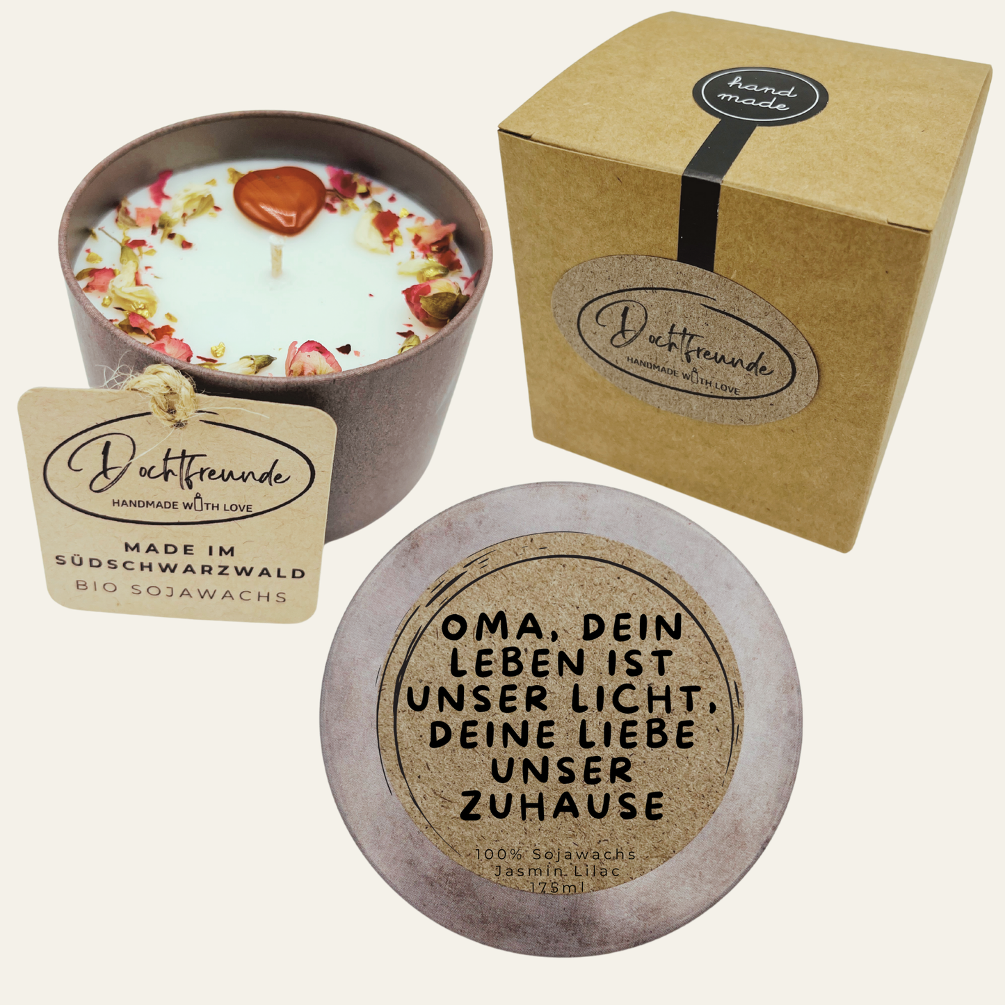 Sojawachs-Duftkerze „Danke Beste Oma“