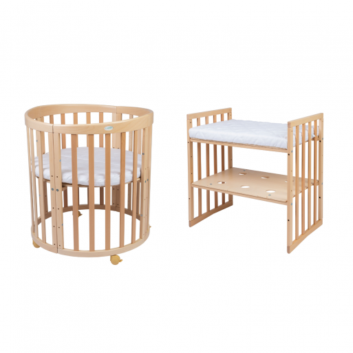 Babybett 7-in-1 – Ein Bett für viele Jahre - mitwachsend | Ovale Form
