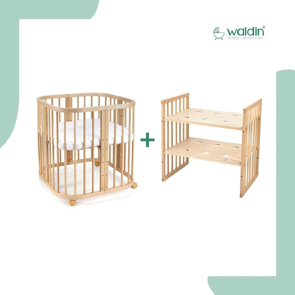 Babybett 7-in-1 – Ein Bett für viele Jahre - mitwachsend | Quadratische Form