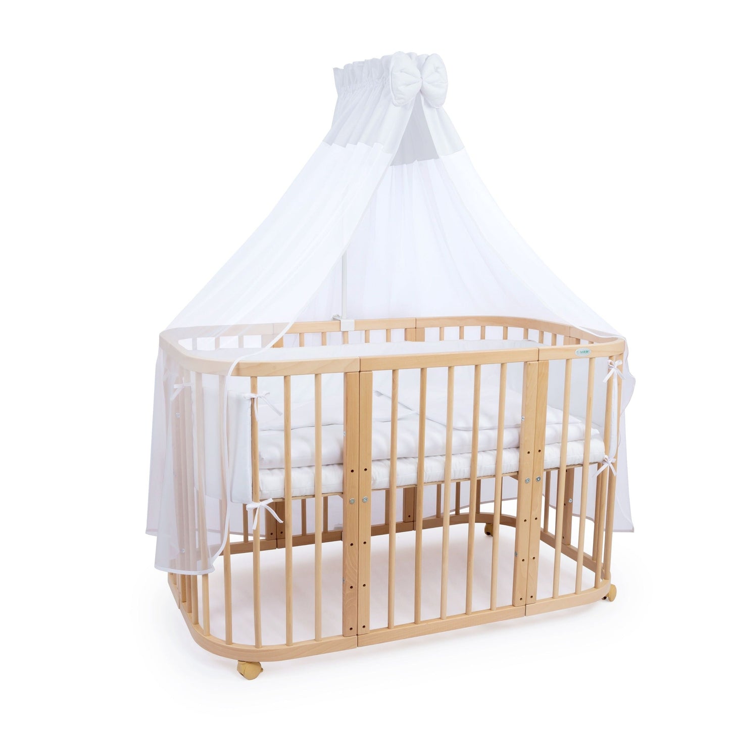 Babybett 7-in-1 – Ein Bett für viele Jahre - mitwachsend | Quadratische Form