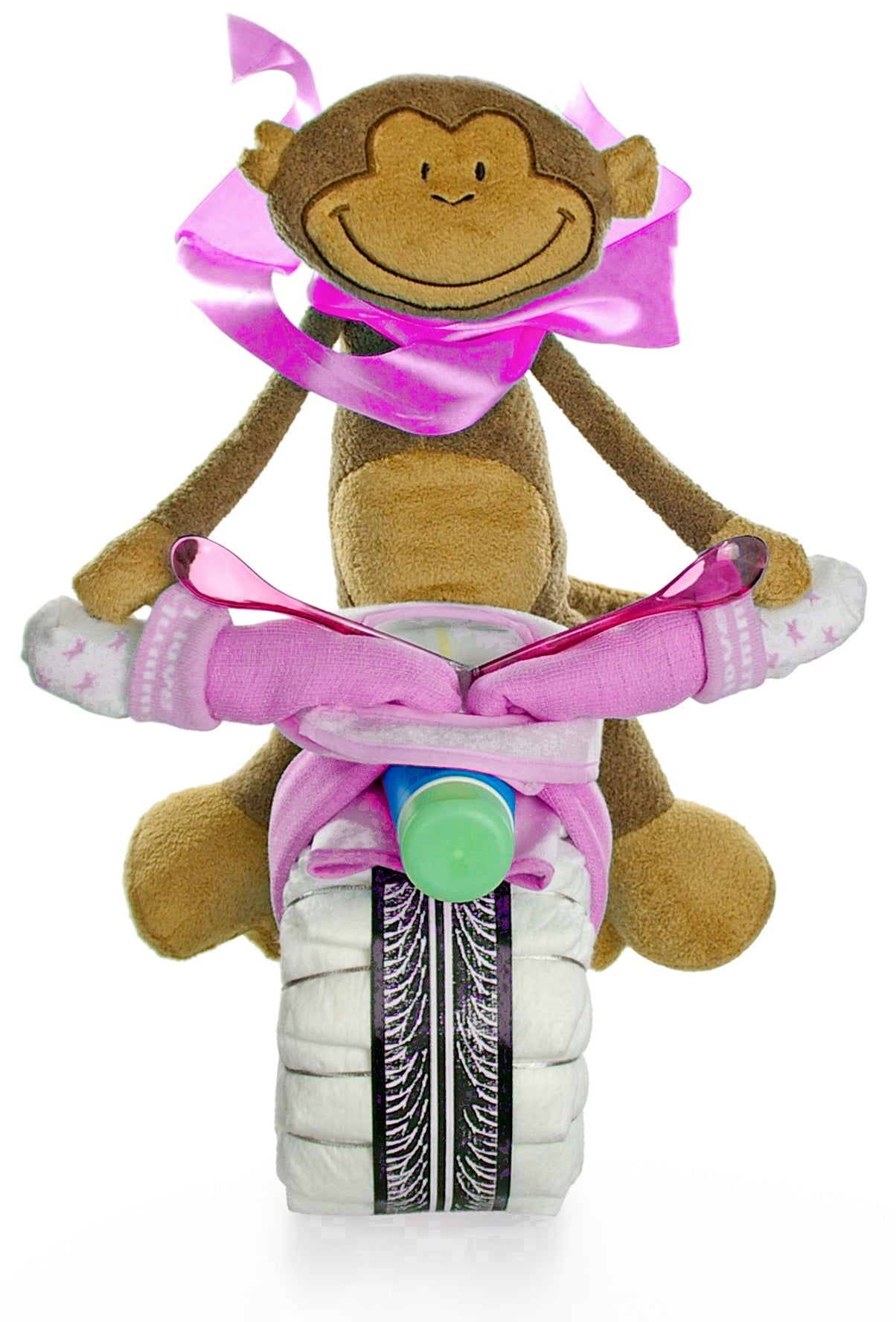 KidzzCamp Windeltorte Motorrad ROCKSTAR Affe rosa
