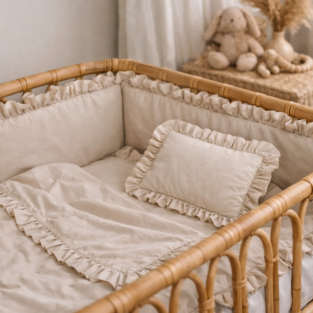 Bettumrandung Rüschen für Baby- und Beistellbetten – Hochwertig & Oeko-Tex zertifiziert