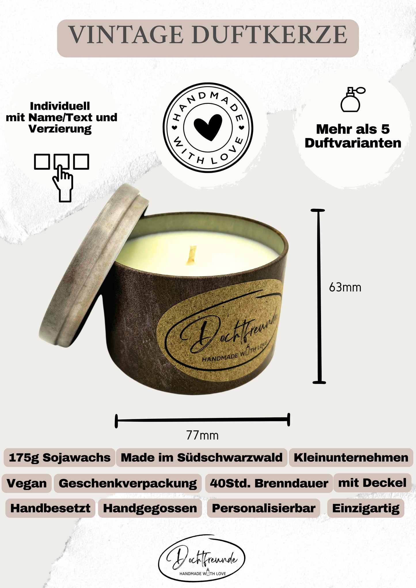 Duftkerze „Für eine coole Patentante“ handgemacht