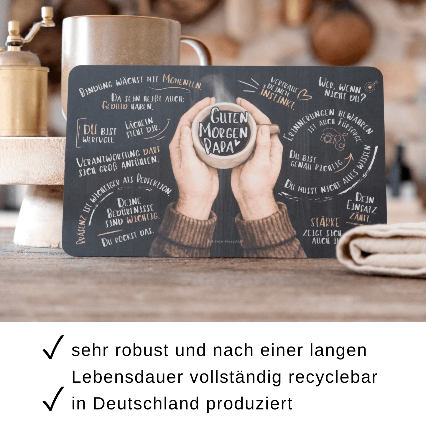 Frühstücksbrettchen Set für neue Eltern zur Geburt "Guten Morgen Mama und Papa“