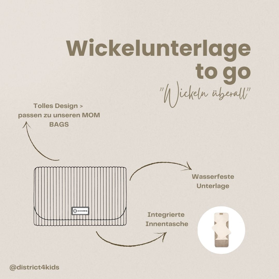 Wickelunterlage Teddystoff Bouclé – Windeltasche für unterwegs inkl. Feuchttücher Tasche