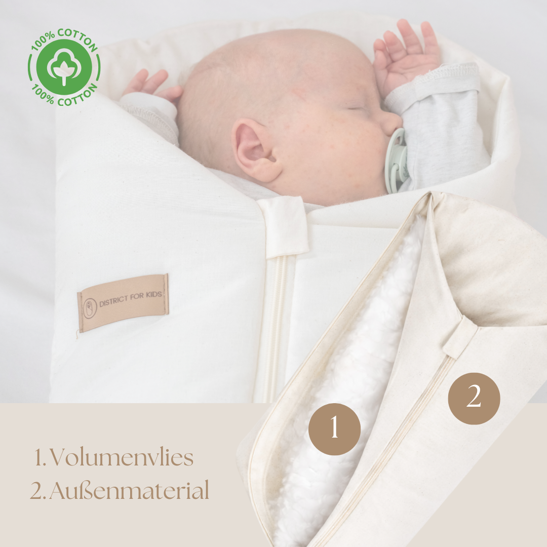 Pucksack Bio-Baumwolle mitwachsend - Ganzjahres Schlafsack für Babys