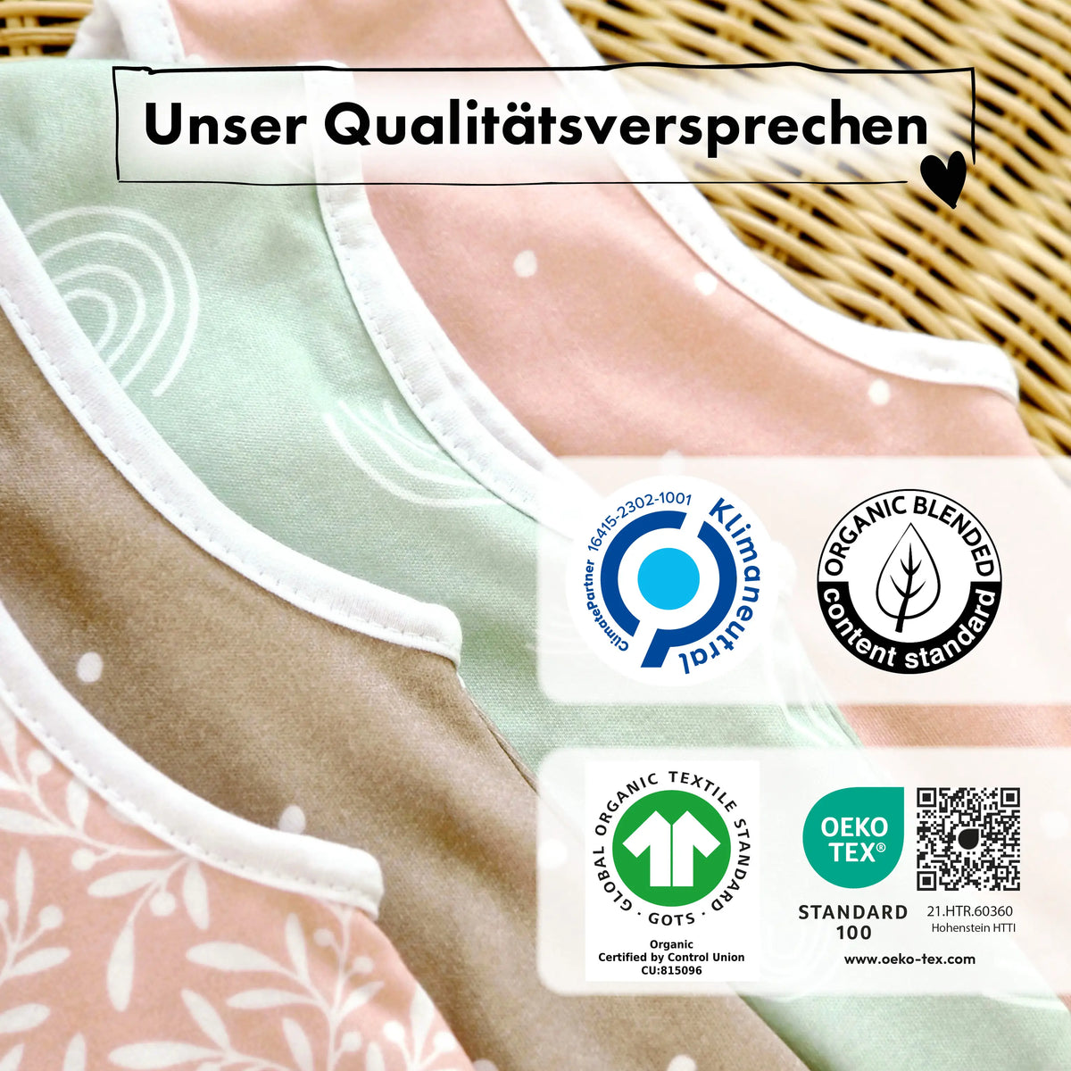 Sommer-Schlafsack mit Füßen Regenbogen Mint