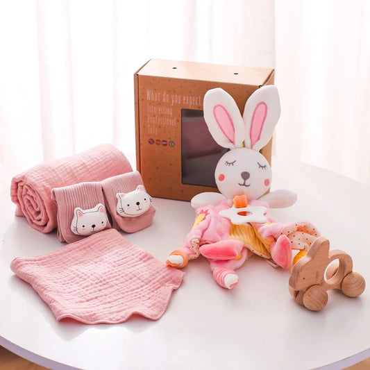 KidzzCamp Baby-Geschenkbox 5-teilig – Schmusetuch „Häschen“