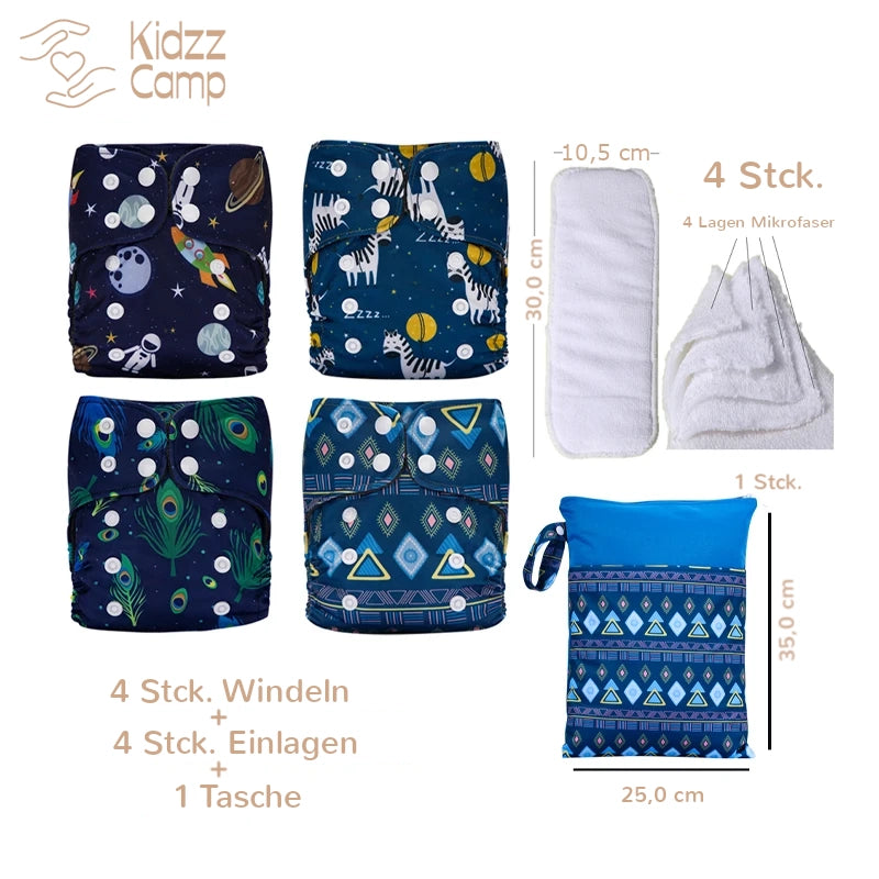 KidzzCamp FLZH02SET7 dunkelblau / Newborn KidzzCamp Newborn 9-Teile Starterset Bambus Ai2 Stoffwindeln