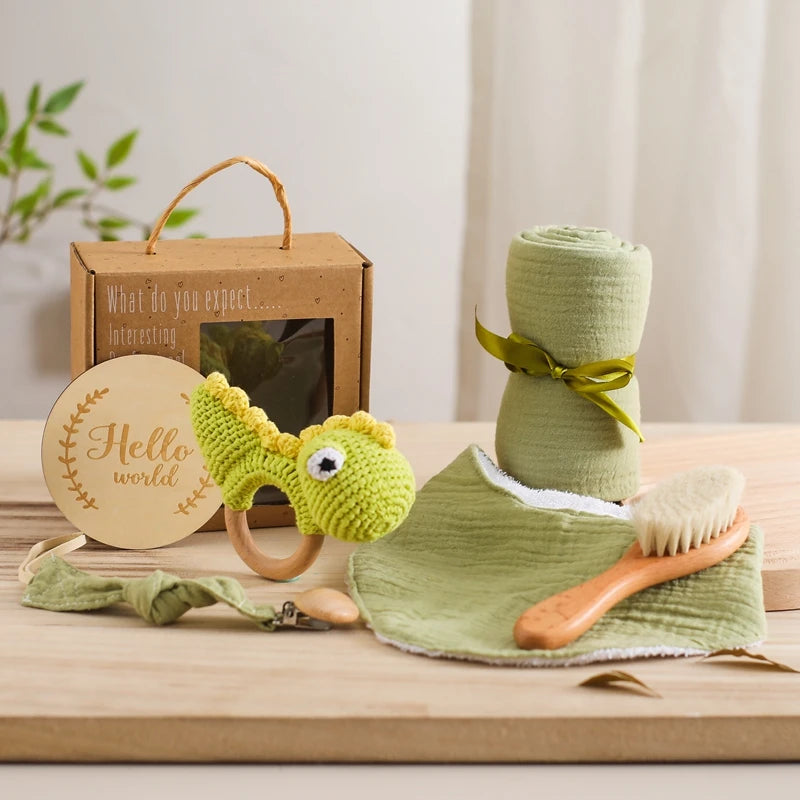 KidzzCamp Baby-Geschenkbox 6-teilig mit Musselin-Tuch 55 x 72 cm