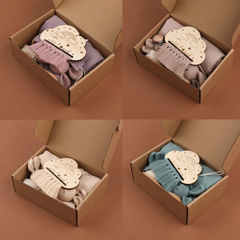 KidzzCamp Baby-Geschenkbox 7-teilig Musselin Hase