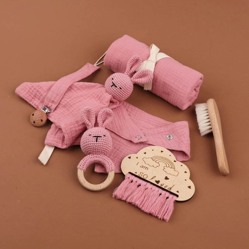 KidzzCamp Baby-Geschenkbox 7-teilig Musselin Hase