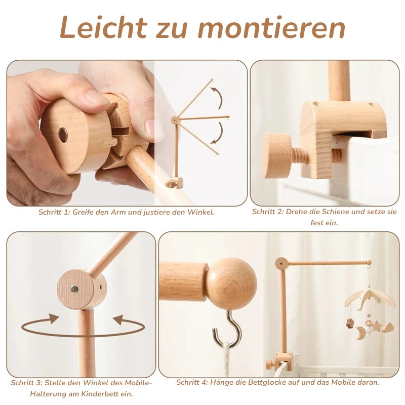 KidzzCamp Baby Holz-Halterung Zubehör für Babybett Mobile