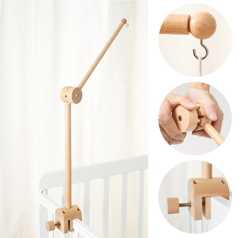 KidzzCamp Baby Holz-Halterung Zubehör für Babybett Mobile