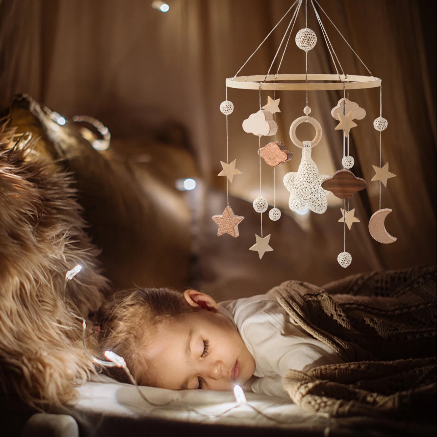 KidzzCamp Holz Mobile Babybett "Häkeltraum"
