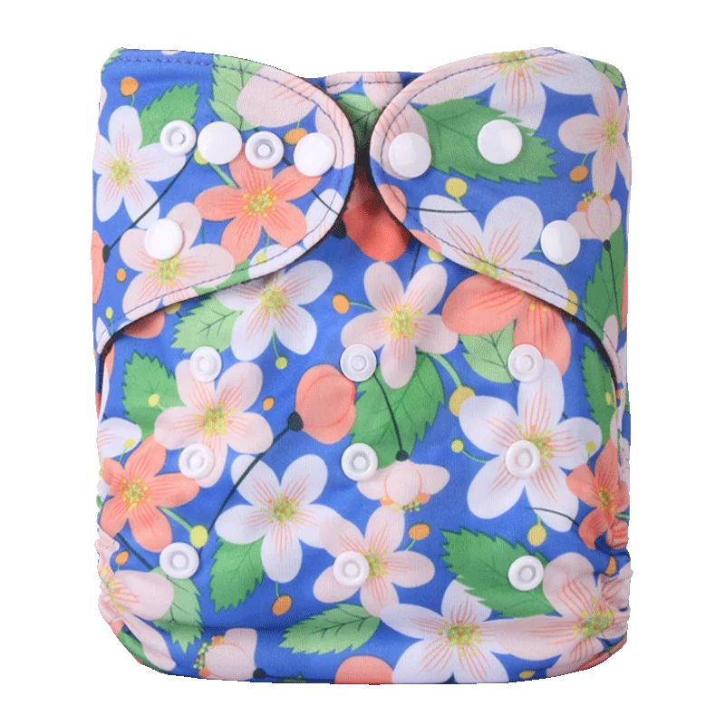 KidzzCamp N46 blau/rosa Blumen / 0-3 Jahre KidzzCamp OneSize Ai2 Bambus Stoffwindel einzeln 0-3 Jahre oder 3-15kg
