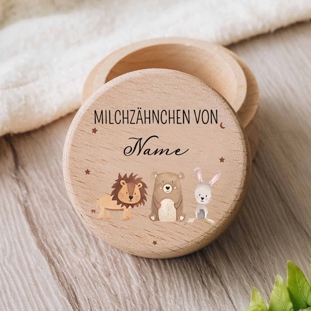 KidzzCamp Personalisierbare Milchzahndose – Holz