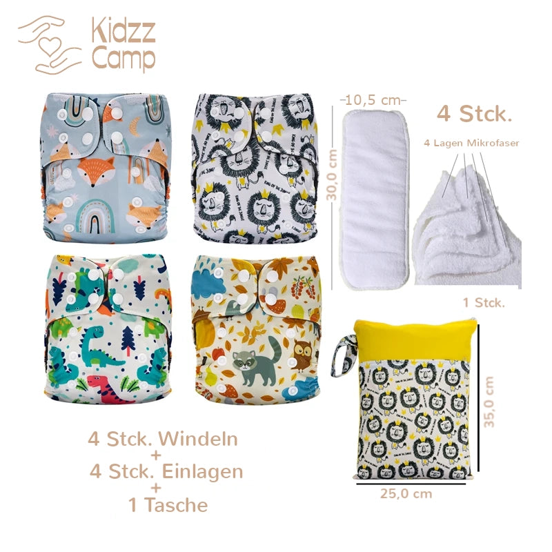 KidzzCamp FLZH02SET6 gelb blau / Newborn KidzzCamp Newborn 9-Teile Starterset Bambus Ai2 Stoffwindeln