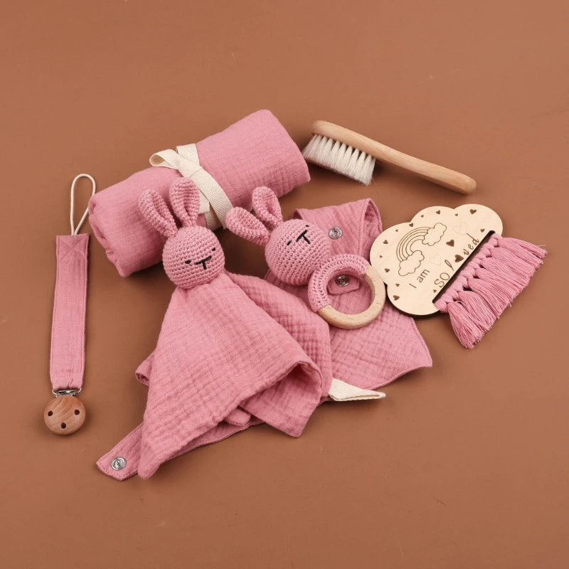 KidzzCamp Baby-Geschenkbox 7-teilig Musselin Hase