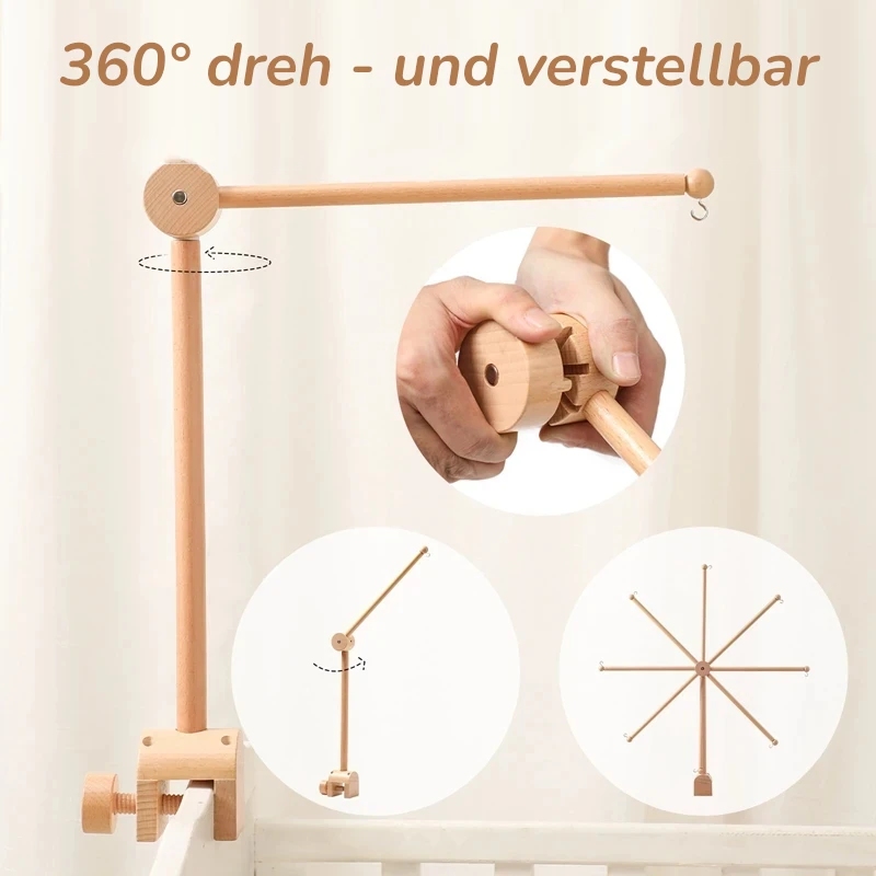 KidzzCamp Baby Holz-Halterung Zubehör für Babybett Mobile