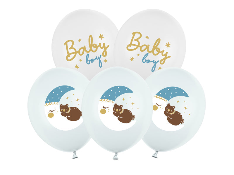 Luftballon Ø30cm "Baby Boy" | 6 Stück - Hellblau Babyparty Dekoration für Jungs