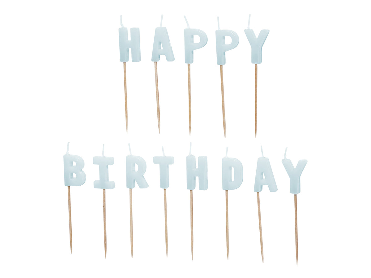 Geburtstagskerzen "Happy Birthday" 2,5 cm | Hellblau