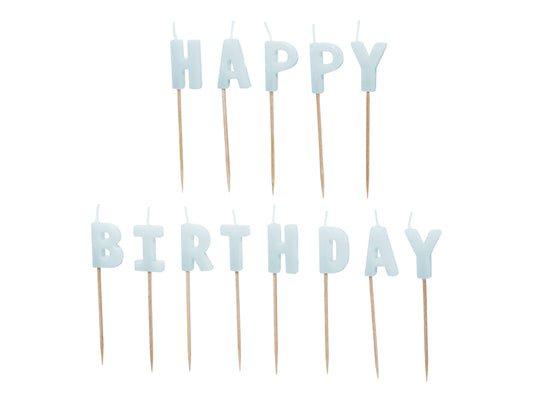 Geburtstagskerzen "Happy Birthday" 2,5 cm | Hellblau