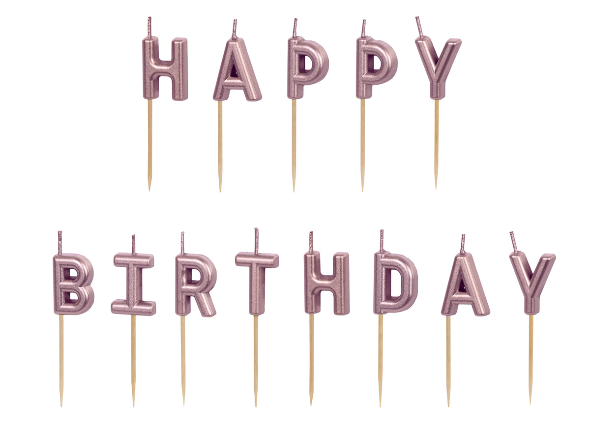 Geburtstagskerzen "Happy Birthday"  2,5 cm | Roségold