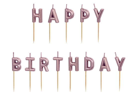 Geburtstagskerzen "Happy Birthday"  2,5 cm | Roségold