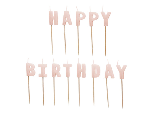 Geburtstagskerzen "Happy Birthday" 2,5 cm | Rosa