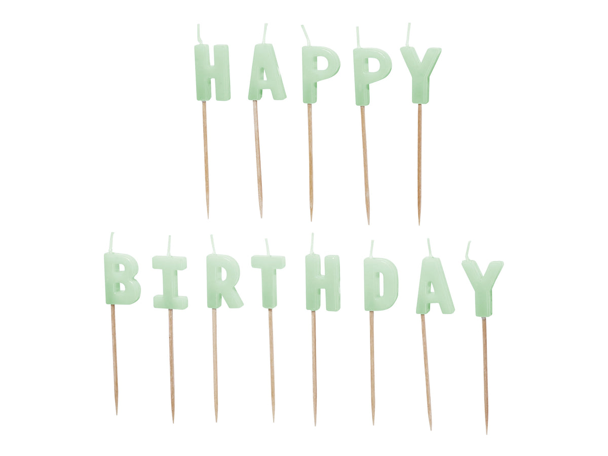 Geburtstagskerzen "Happy Birthday" 2,5 cm | Hellgrün