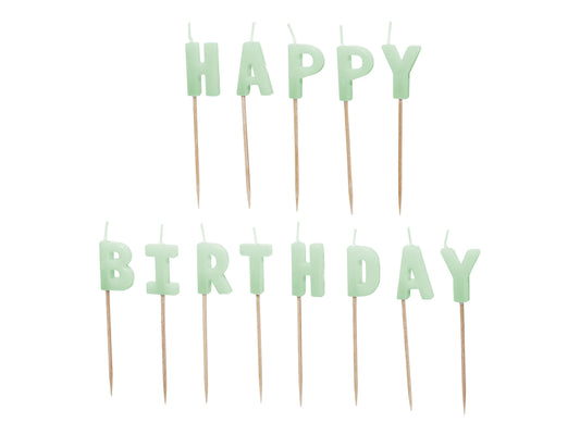 Geburtstagskerzen "Happy Birthday" 2,5 cm | Hellgrün