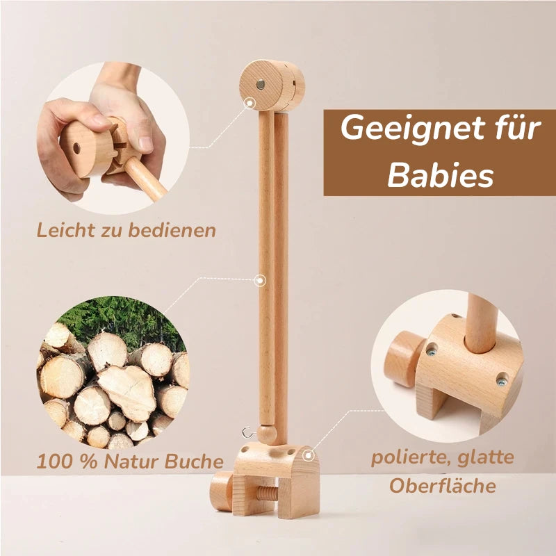 KidzzCamp Baby Holz-Halterung Zubehör für Babybett Mobile