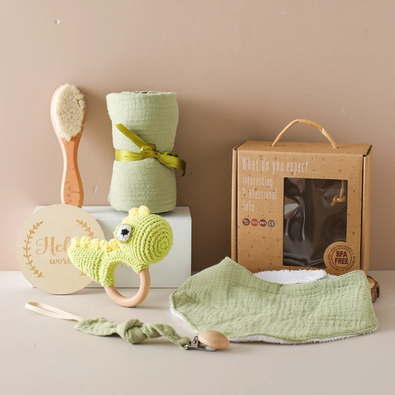 KidzzCamp Baby-Geschenkbox 6-teilig mit Musselin-Tuch 55 x 72 cm