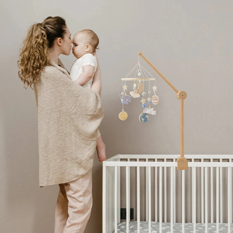 KidzzCamp Baby Holz-Halterung Zubehör für Babybett Mobile