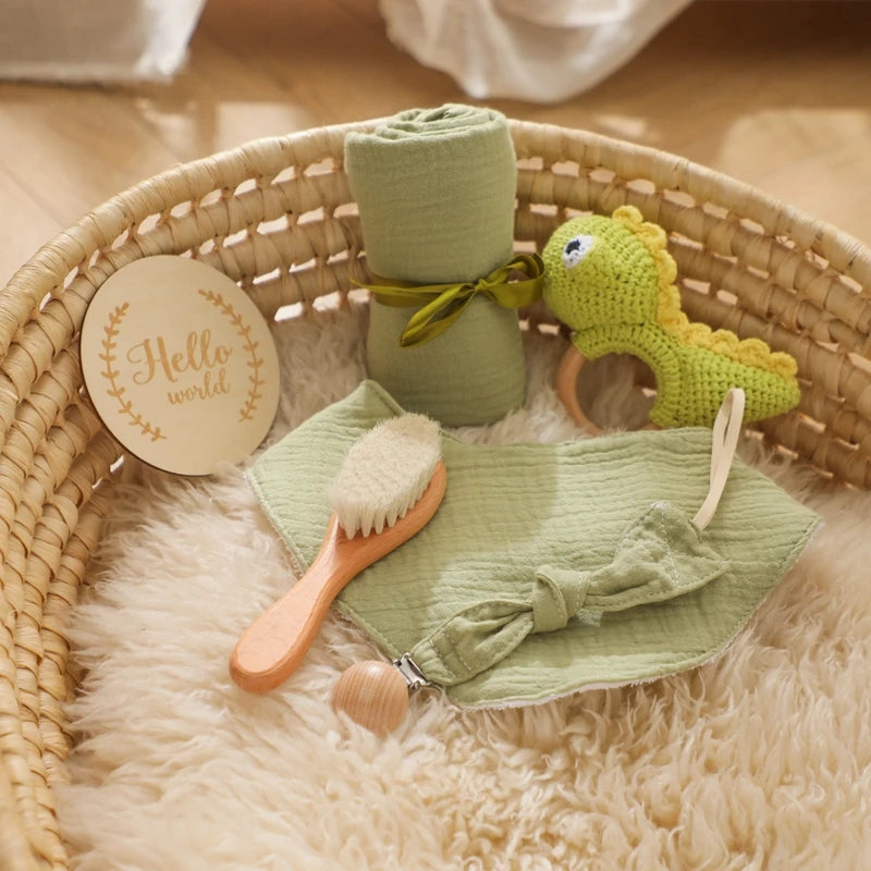 KidzzCamp Baby-Geschenkbox 6-teilig mit Musselin-Tuch 55 x 72 cm