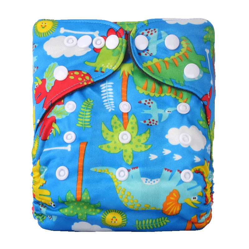KidzzCamp B2 blau Dino / 0-3 Jahre KidzzCamp OneSize Ai2 Bambus Stoffwindel einzeln 0-3 Jahre oder 3-15kg