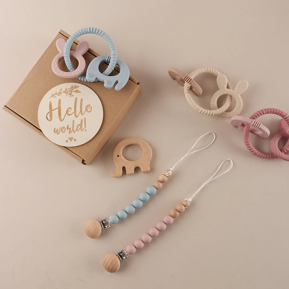 KidzzCamp Baby-Geschenkset mit Schnullerkette in 3 Varianten