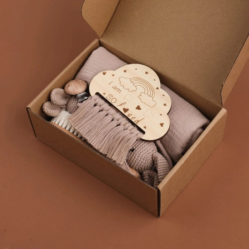 KidzzCamp Baby-Geschenkbox 7-teilig Musselin Hase