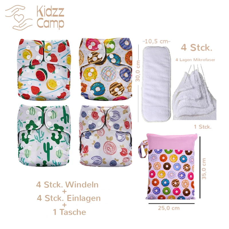 KidzzCamp FLZH02SET5 rosa rot / Newborn KidzzCamp Newborn 9-Teile Starterset Bambus Ai2 Stoffwindeln