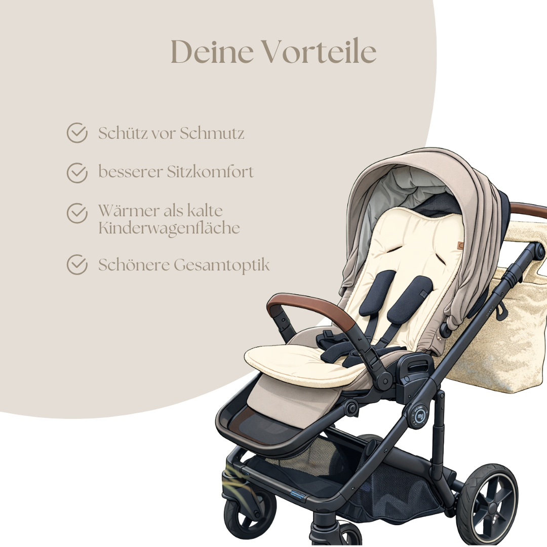 Sitzauflage Bio Baumwolle für den Kinderwagen - universell passend