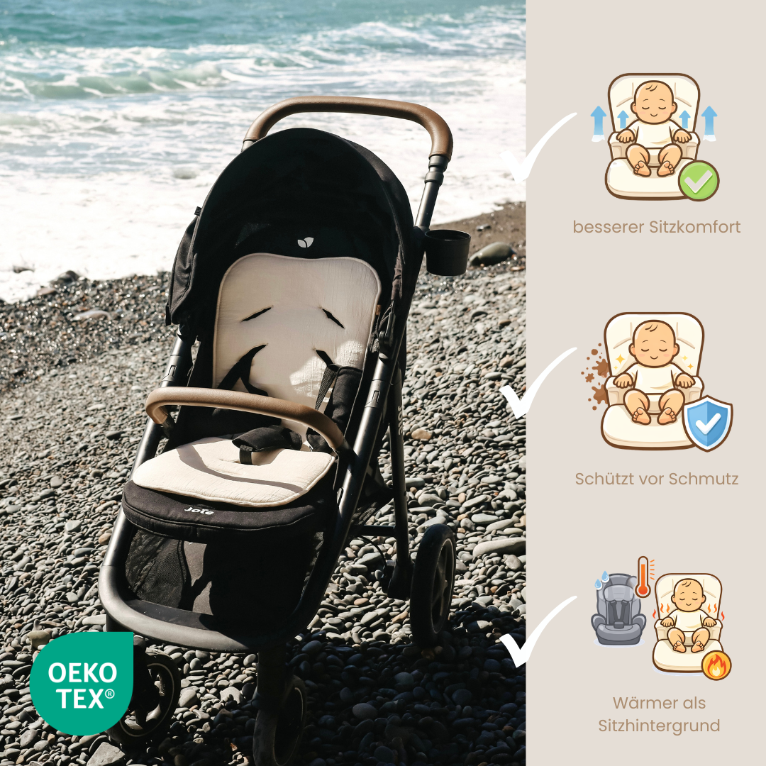 Sitzauflage Leinen für den Kinderwagen - universell passend