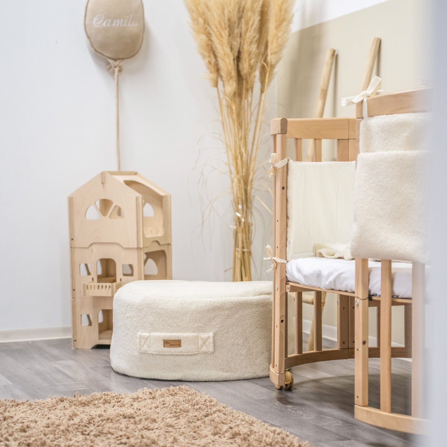 Sitzsack Bouclé Teddy mit Stauraum | Hide and Seat by Kisu