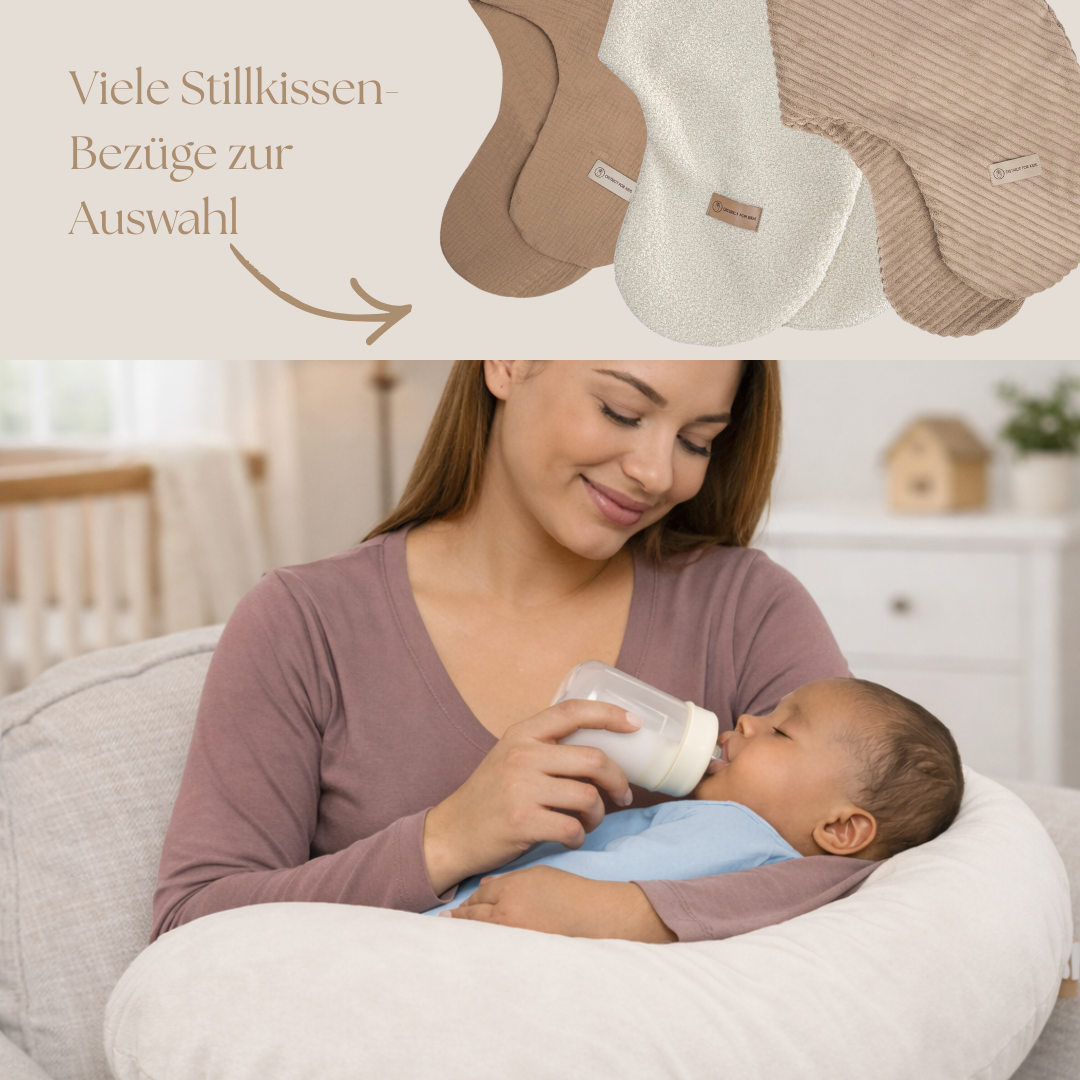 Stillkissen U-Form Cord abnehmbarem Bezug - ergonomisch, Oeko-Tex, Halbmond