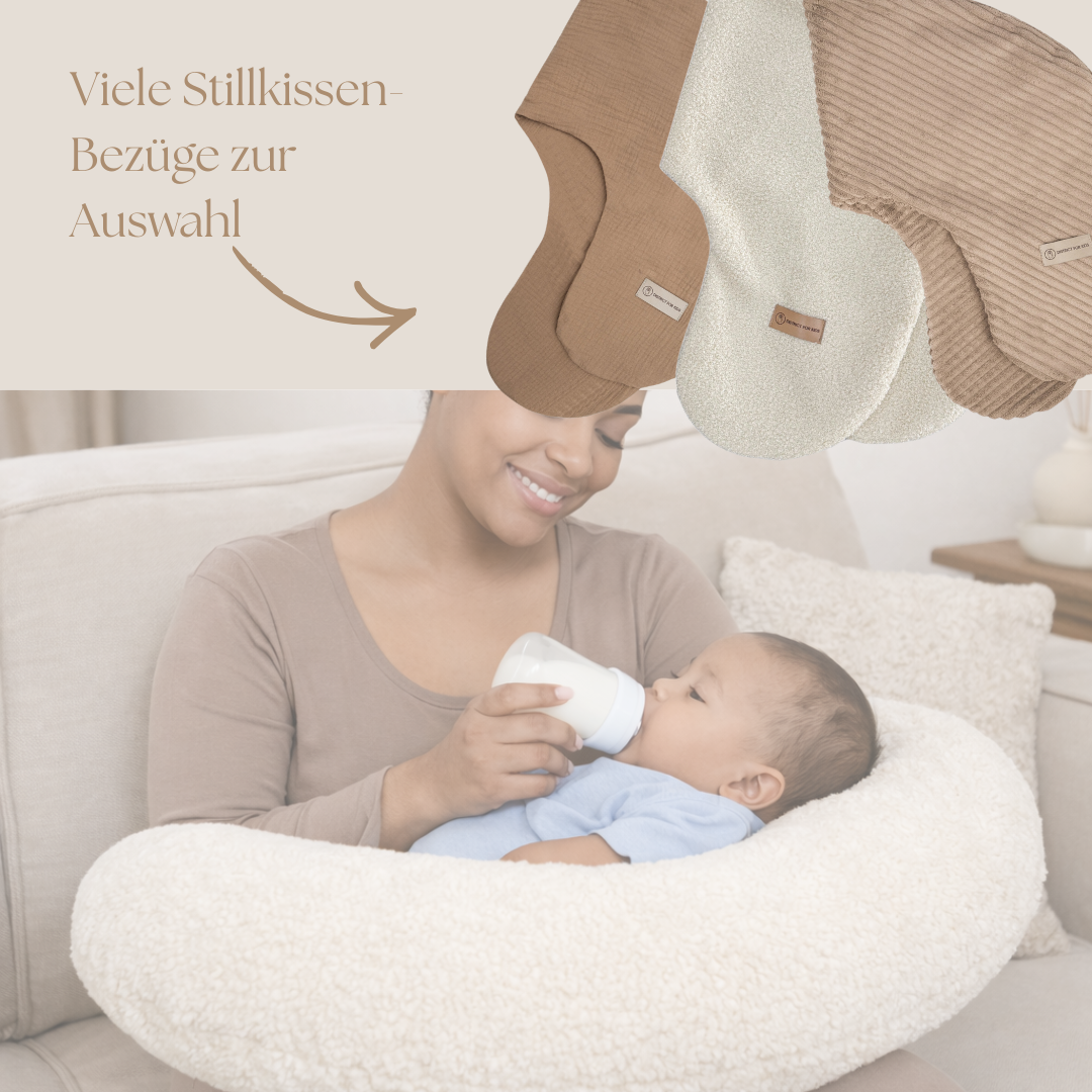 Stillkissen U-Form Teddystoff Bouclé abnehmbaren Bezug – ergonomisch, Oeko-Tex, Halbmond
